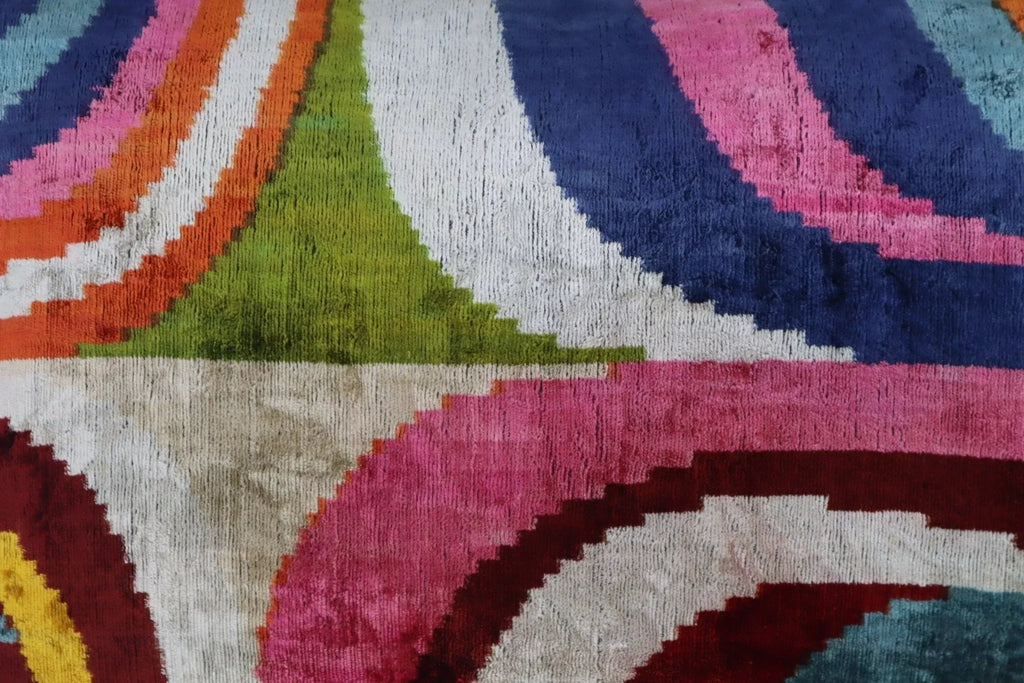 Multicolor Rainbow Silk Velvet Pillow 16x24 Handmade Luxury Cushion Canvello
