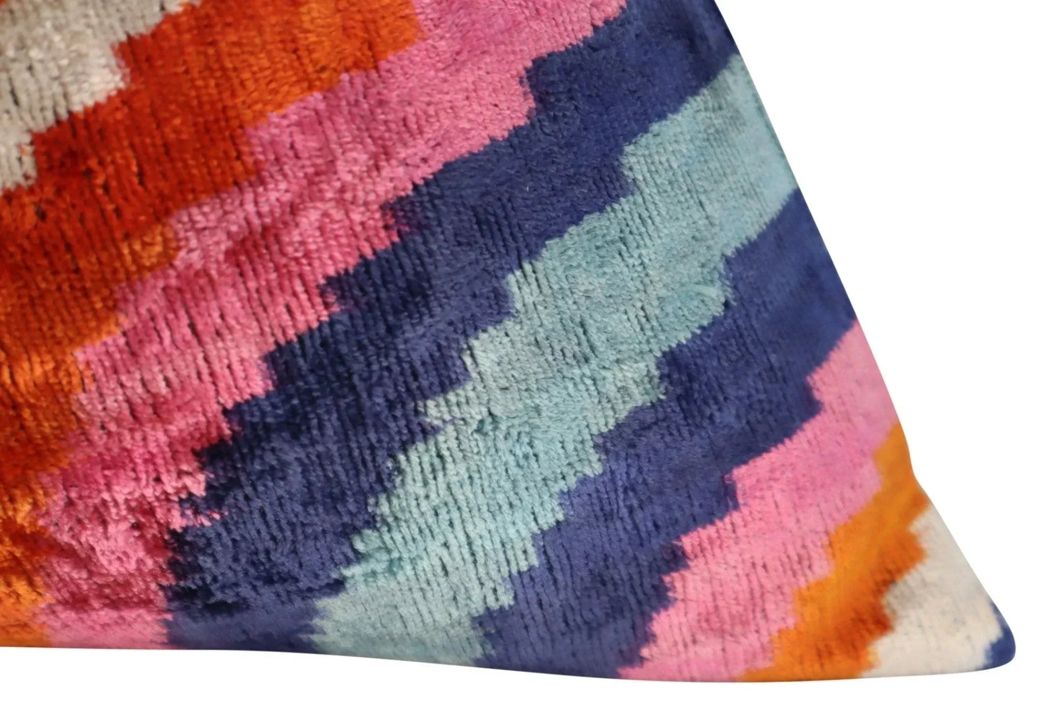 Multicolor Rainbow Silk Velvet Pillow 16x24 Handmade Luxury Cushion Canvello