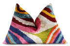 Multicolor Rainbow Silk Velvet Pillow 16x24 Handmade Luxury Cushion Canvello