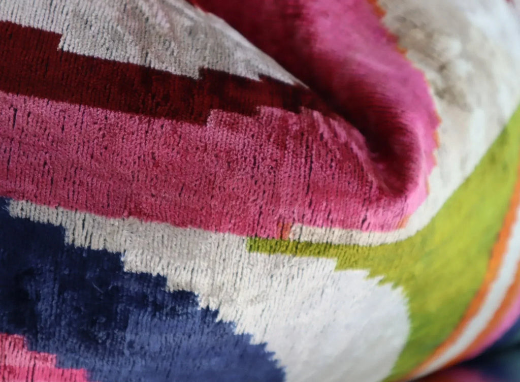 Multicolor Rainbow Silk Velvet Pillow 16x24 Handmade Luxury Cushion Canvello