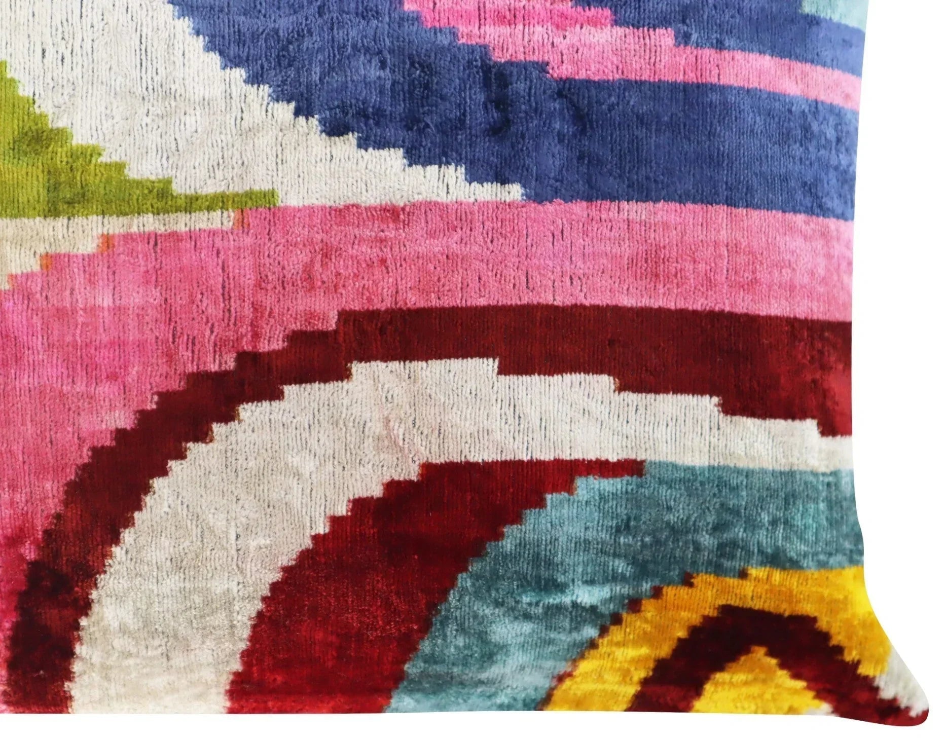 Multicolor Rainbow Silk Velvet Pillow 16x24 Handmade Luxury Cushion Canvello