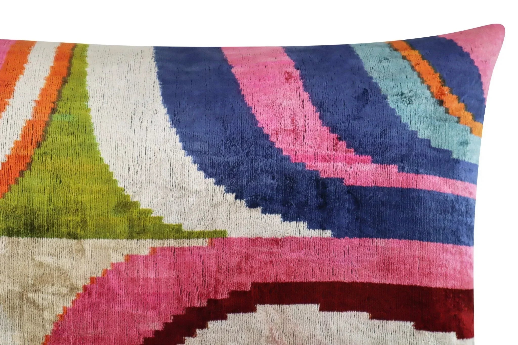 Multicolor Rainbow Silk Velvet Pillow 16x24 Handmade Luxury Cushion Canvello