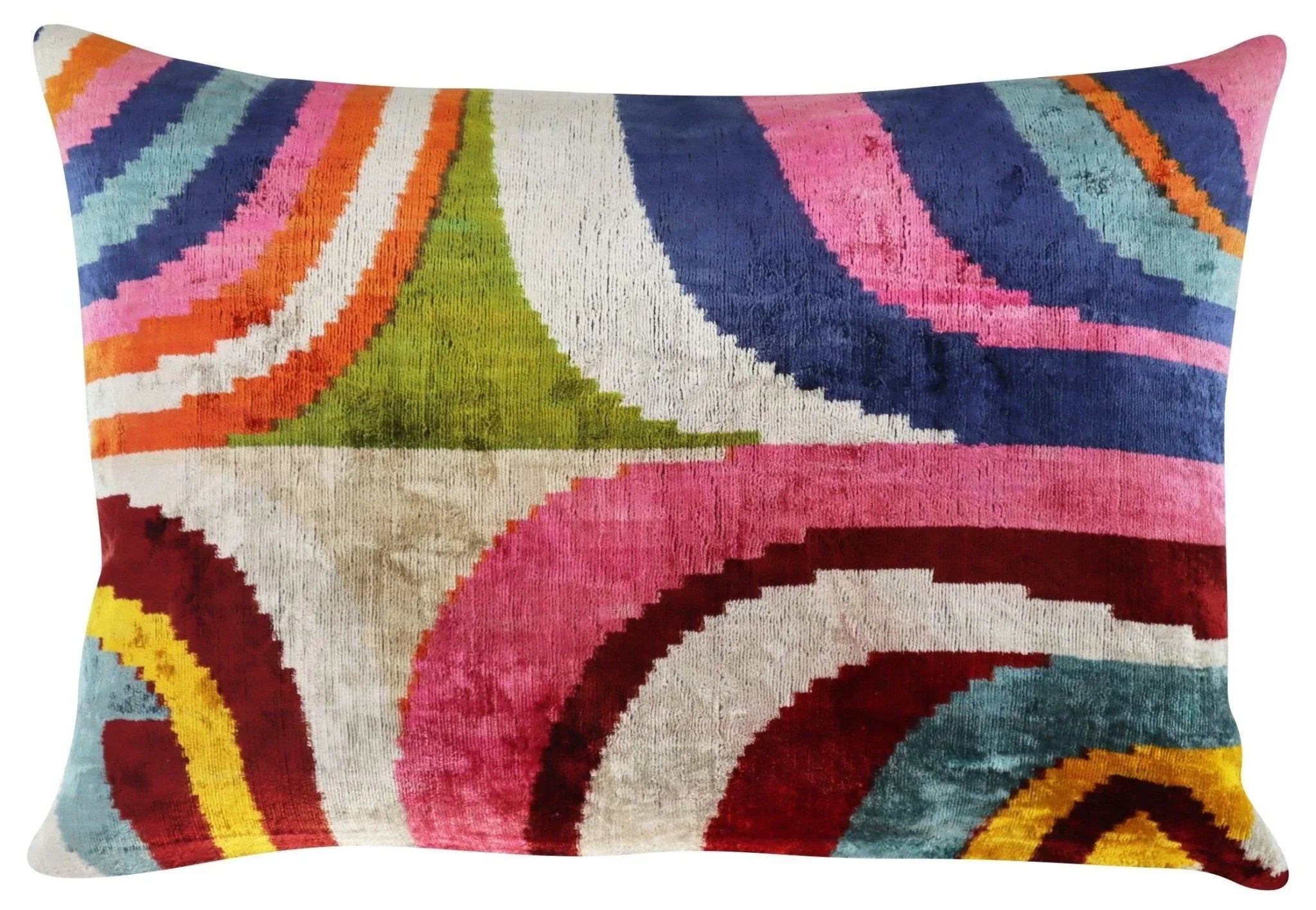 Multicolor Rainbow Silk Velvet Pillow 16x24 Handmade Luxury Cushion Canvello