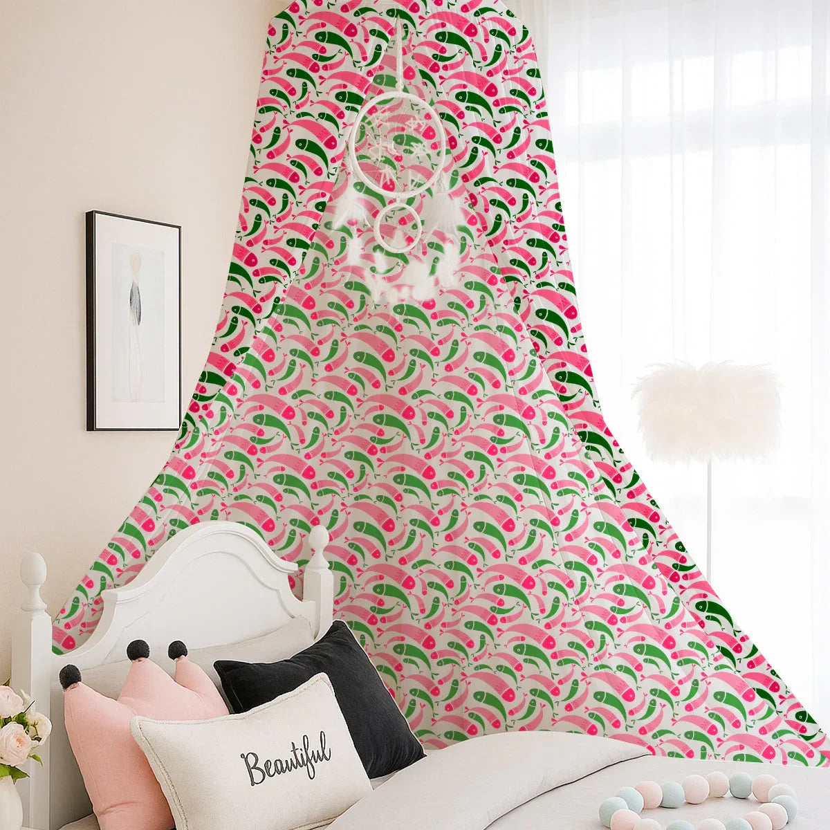 Multicolor Fish Printed Canopy PushpLinen