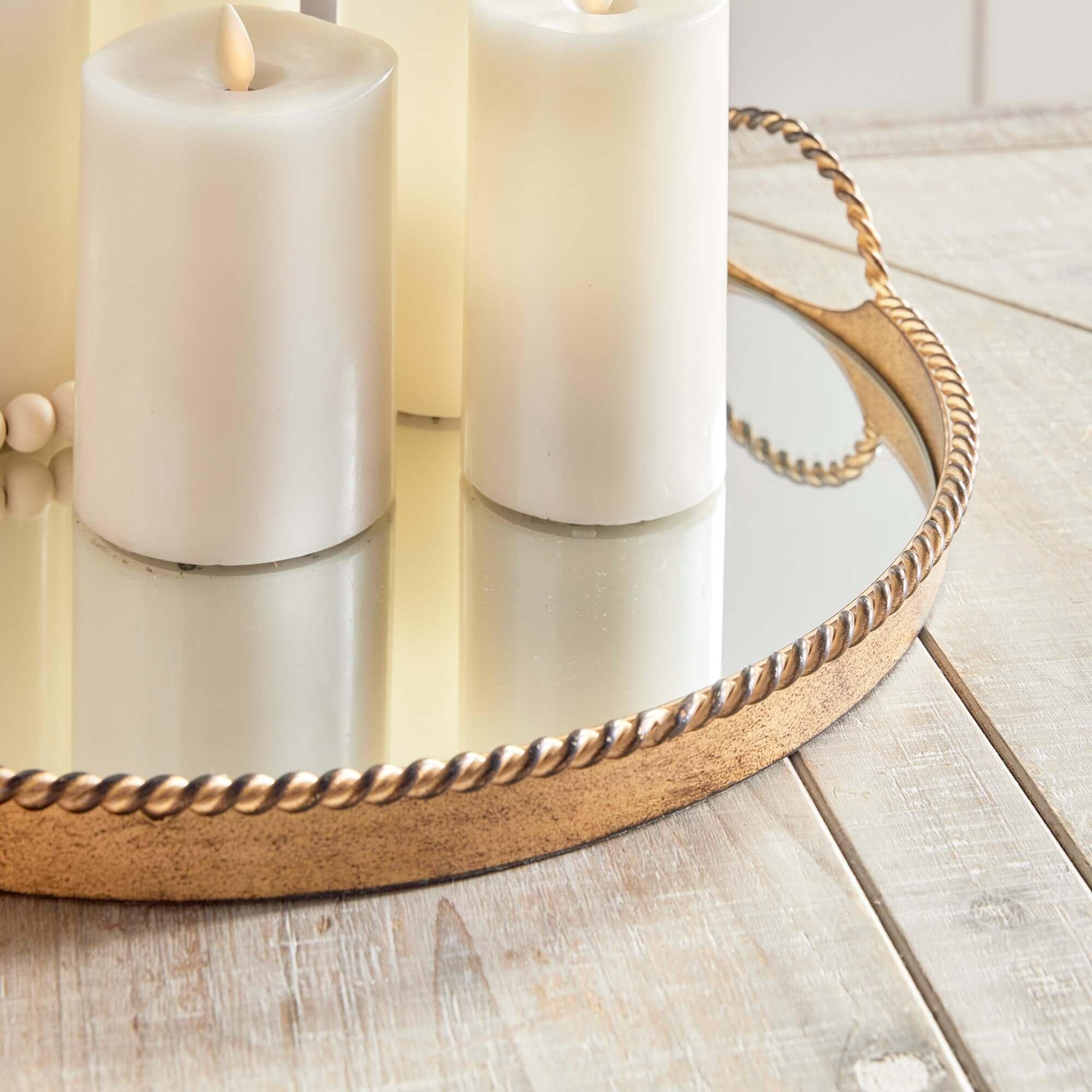 Vintage Gold Mirrored Tray Set with Braided Handles (Set of 2) Vintage Shopper