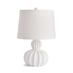 White Carved Wood Table Lamp with Curved Base Vintage Shopper