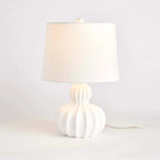 White Carved Wood Table Lamp with Curved Base Vintage Shopper