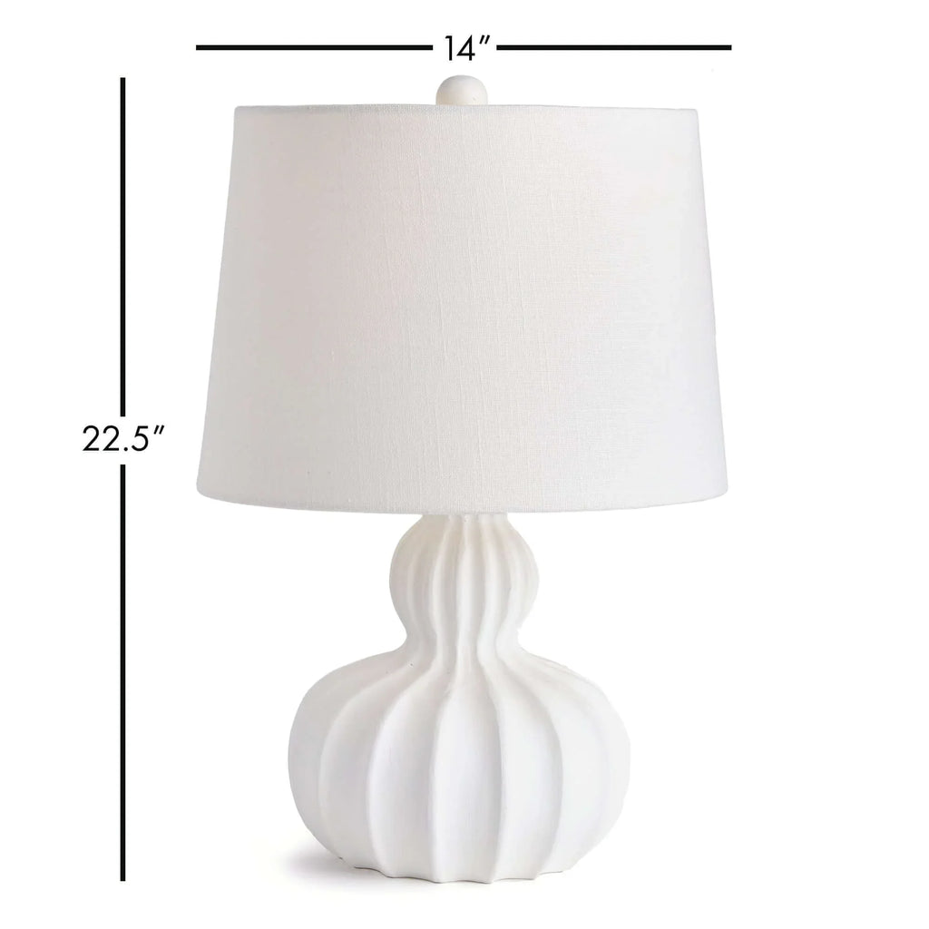 White Carved Wood Table Lamp with Curved Base Vintage Shopper