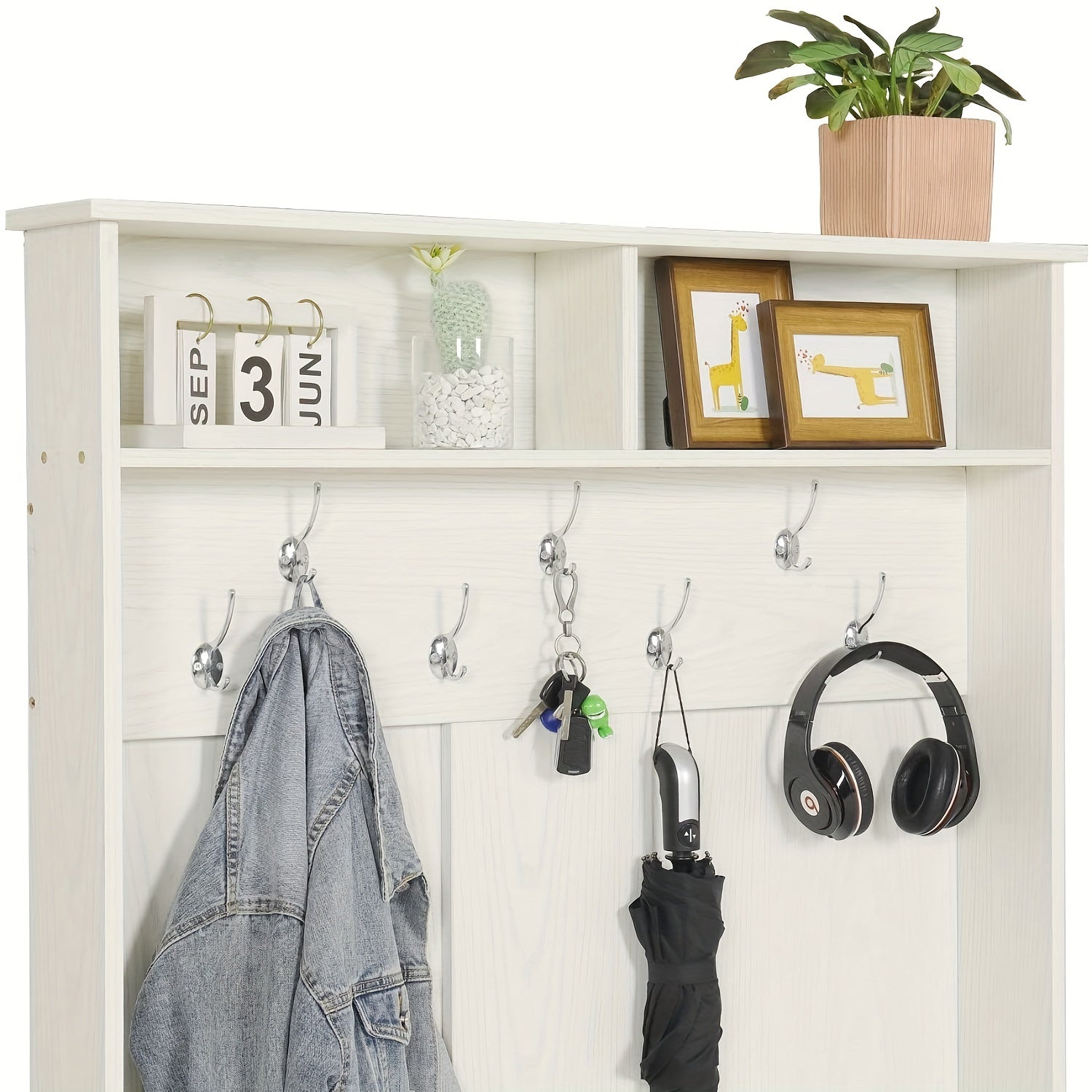 4-in-1 White Entryway Hall Tree with Bench & Storage - House of Avana