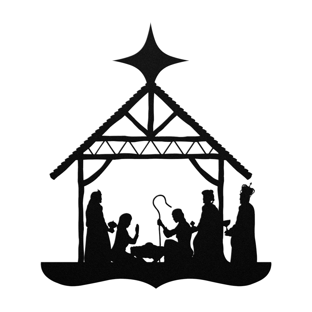 Nativity Silhouette Metal Wall Hanging - 5 Colors & 6 Sizes! FoodFaithHome