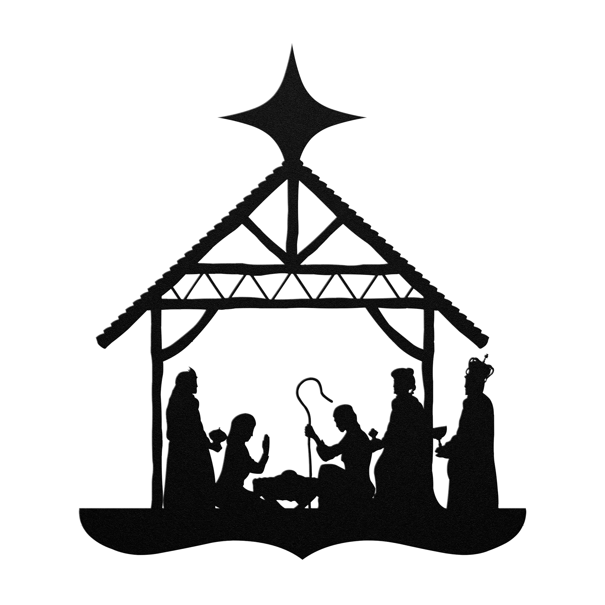 Nativity Silhouette Metal Wall Hanging - 5 Colors & 6 Sizes! FoodFaithHome