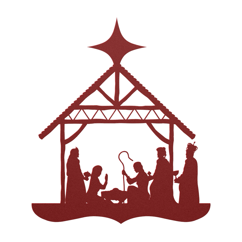 Nativity Silhouette Metal Wall Hanging - 5 Colors & 6 Sizes! FoodFaithHome