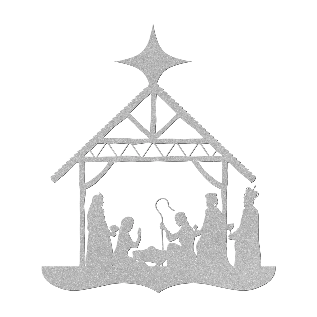 Nativity Silhouette Metal Wall Hanging - 5 Colors & 6 Sizes! FoodFaithHome