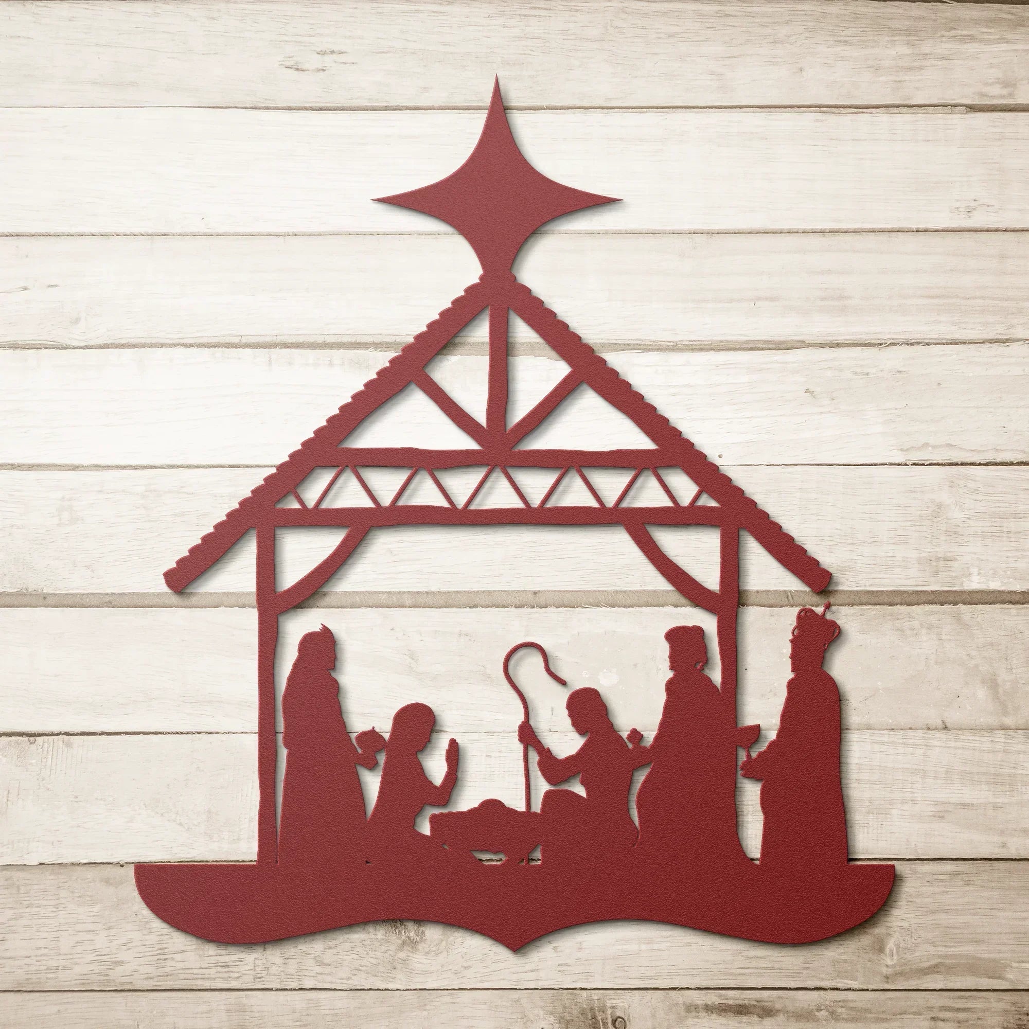 Nativity Silhouette Metal Wall Hanging - 5 Colors & 6 Sizes! FoodFaithHome