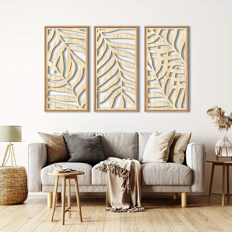 Wall Art - Natural Wood Veneer Large, back view - House Of Avana