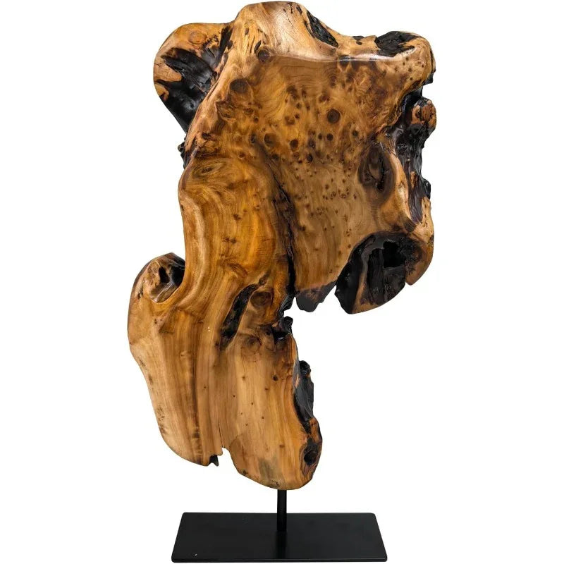 Natural Edge Sculpture - Cedar Wood Tabletop Statue, dimensions view - House Of Avana