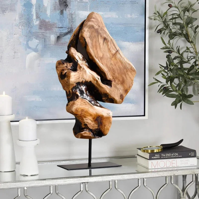 Natural Edge Sculpture - Cedar Wood Tabletop Statue, back view - House Of Avana
