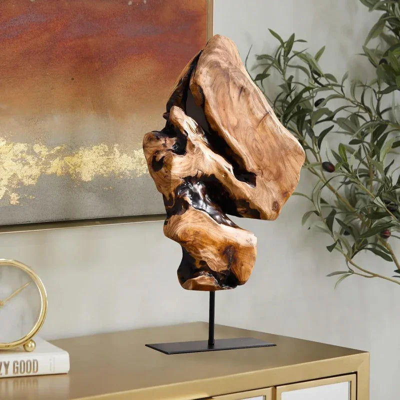 Natural Edge Sculpture - Cedar Wood Tabletop Statue, front view - House Of Avana