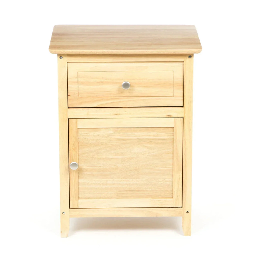 Natural Wood Finish 1-Drawer Bedside Table Cabinet Nightstand