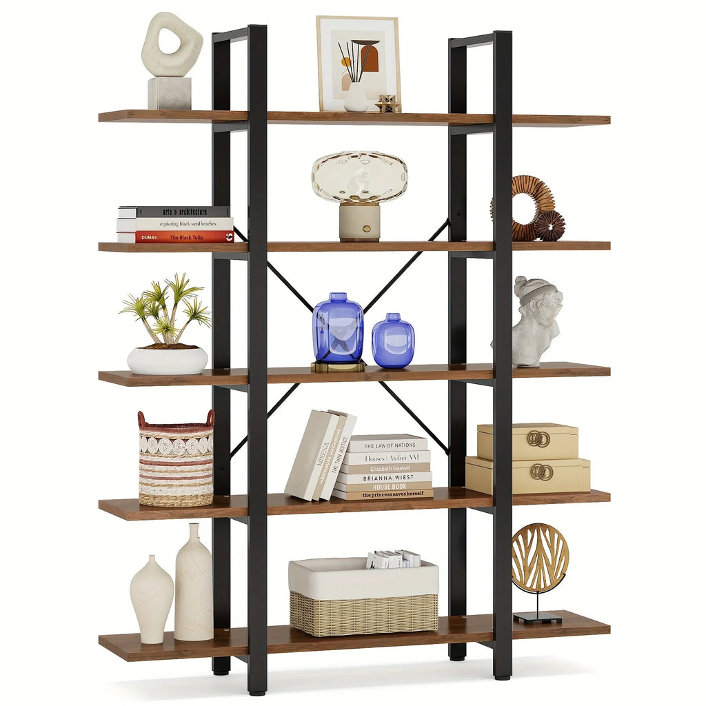 Multi-compartment Bookshelf, Multi-functional Storage Design, Natural And House Of Avana [[SKU:HOA-BOK-011]]