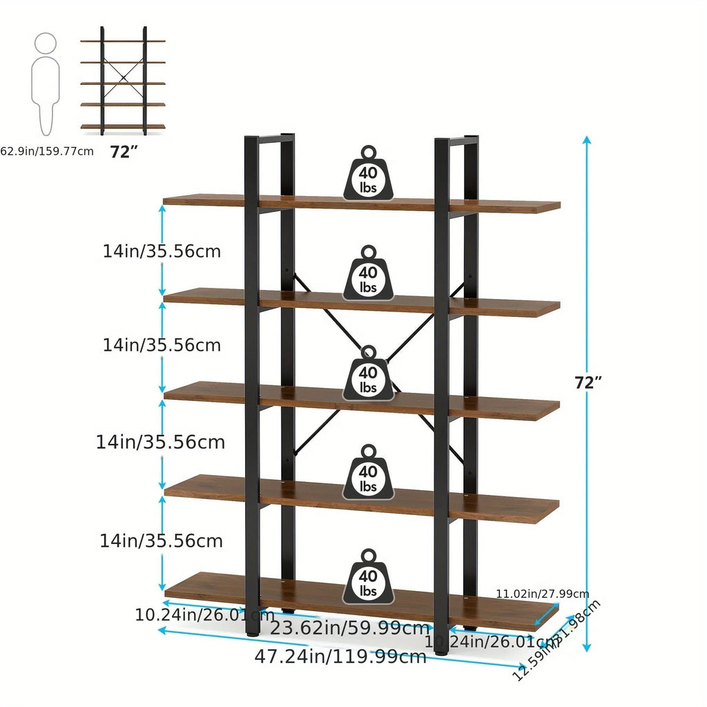 Multi-compartment Bookshelf, Multi-functional Storage Design, Natural And House Of Avana [[SKU:HOA-BOK-011]]
