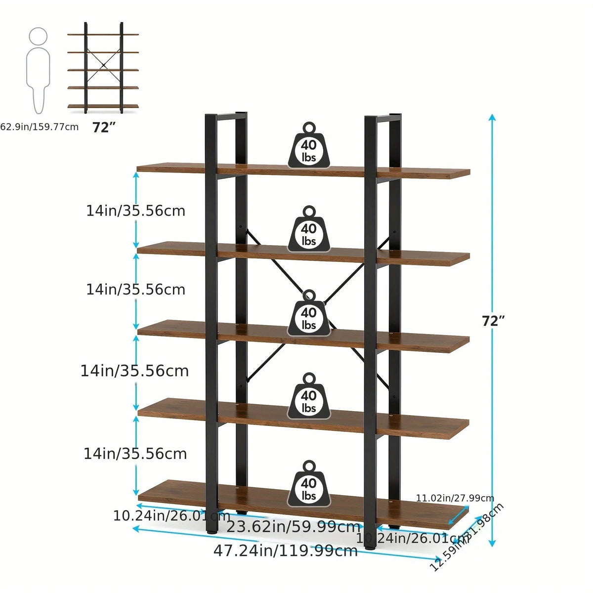 Multi-compartment Bookshelf, Multi-functional Storage Design, Natural And House Of Avana [[SKU:HOA-BOK-011]]