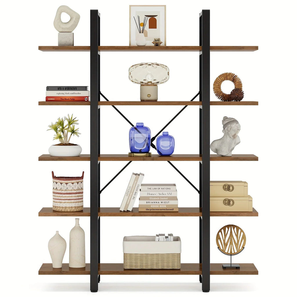 Multi-compartment Bookshelf, Multi-functional Storage Design, Natural And House Of Avana [[SKU:HOA-BOK-011]]