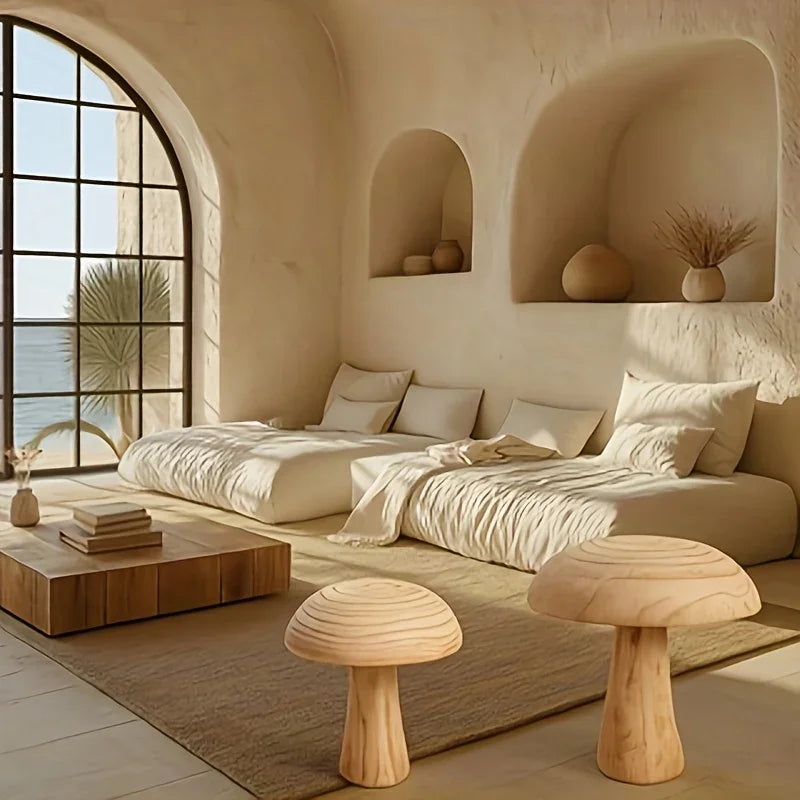 Rustic Wood Decor - Natural Mushroom Base, top view - House Of Avana