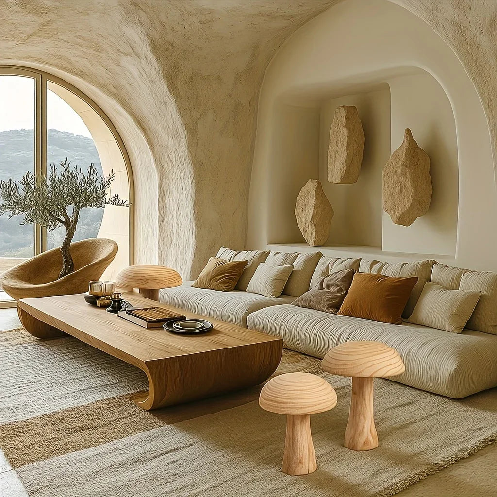 Rustic Wood Decor - Natural Mushroom Base, front view - House Of Avana