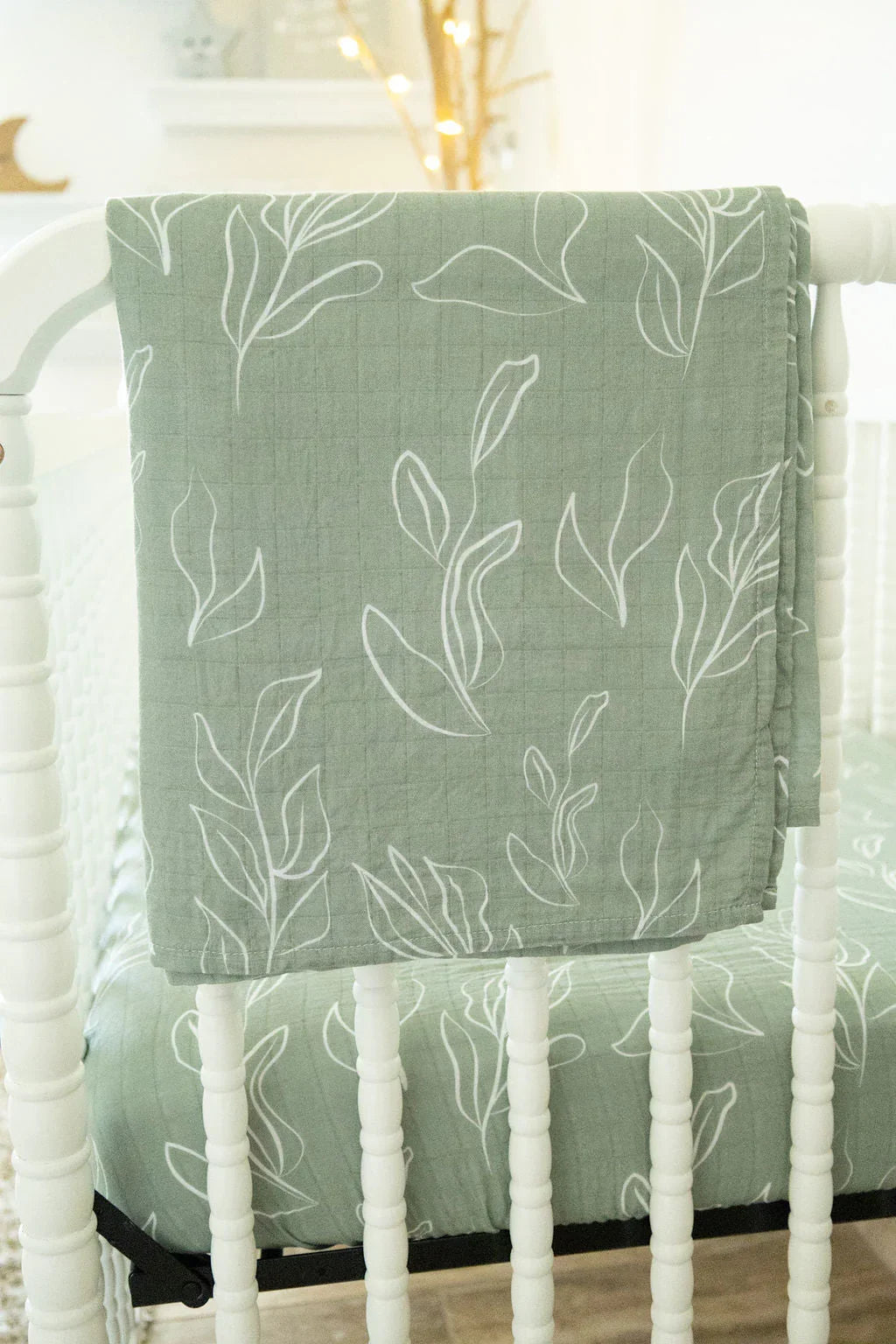 Organic Bamboo Cotton Muslin Swaddle Blanket in Natural Oasis Willow Cradle Comforts Co.