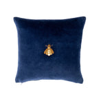 Navy Bee Silk Velvet Throw Pillow Cover, 12 x 12