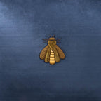 Navy Bee Silk Velvet Throw Pillow Cover, 20 x 20