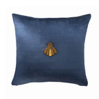 Navy Bee Silk Velvet Throw Pillow Cover, 20 x 20