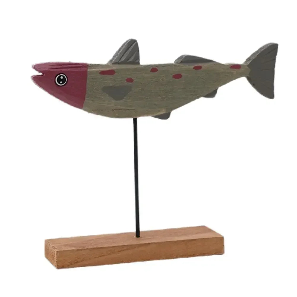 Nordic Statue - Colorful Wooden Home Sculpture, angled view - House Of Avana