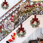 4pcs 9-Inch Mini Christmas Cabinet Bells Wreath Set with Bells, Frosted Cedar, Red Berries & Red & Black Plaid Bow - Norfolk Pine Artificial Material for Kitchen Cabinets, Holiday Decorations (No Maintenance Required), Doors, House Of Avana
