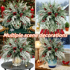 30pcs - Outdoor Artificial Norfolk Pine Branches with Red Berries - Realistic Pine Tree Wreath, Green Needles and Snow-Covered, Suitable for Outdoor Use - Christmas House Of Avana