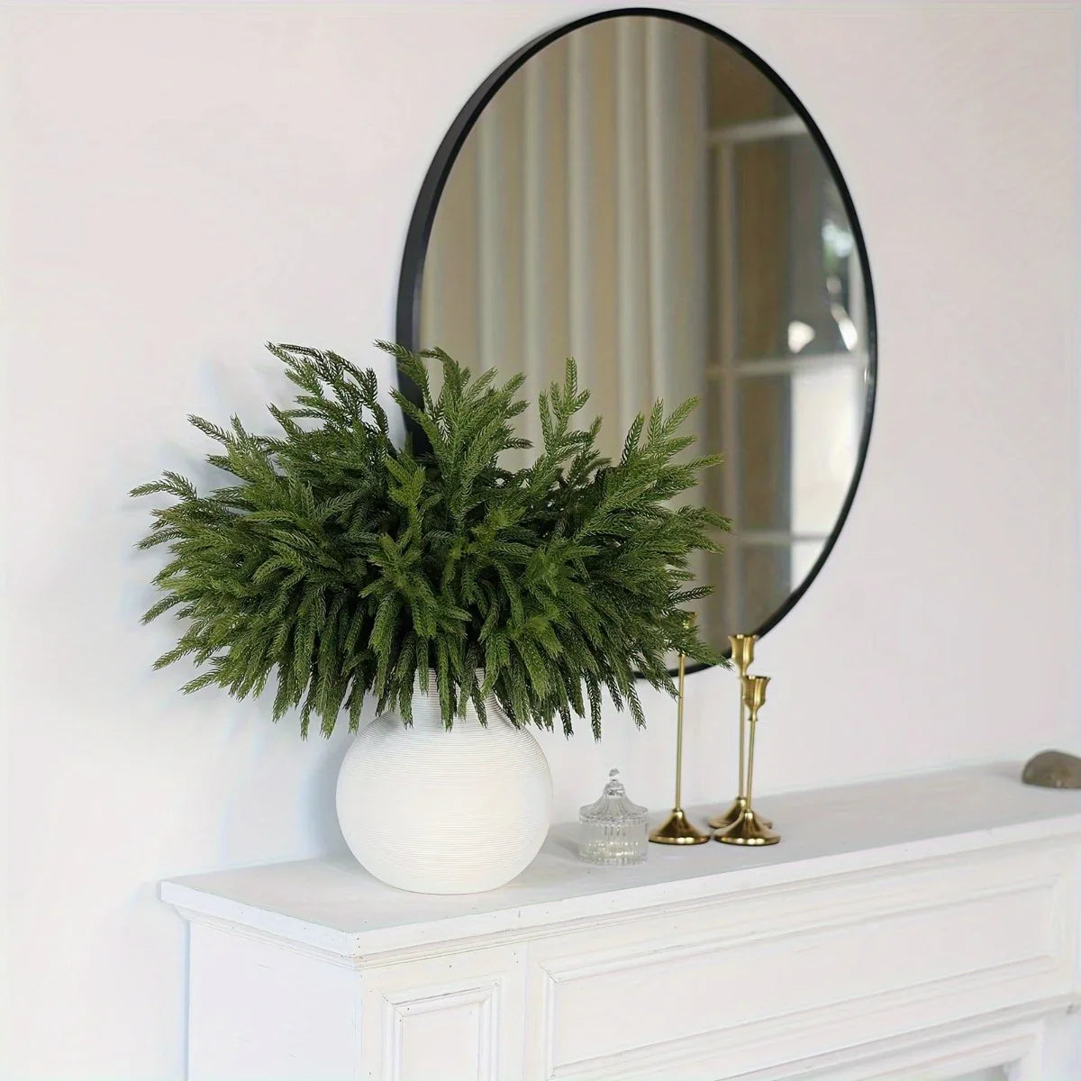 10pcs Real Touch Artificial Norfolk Pine Branches - UV-Resistant Fake Plants, 45.72cm Evergreen Stems for Christmas, Halloween, Wedding, Home Decor - No Maintenance Faux Greenery Garland, Centerpieces, Table, Mantle, Shelf De House Of Avana