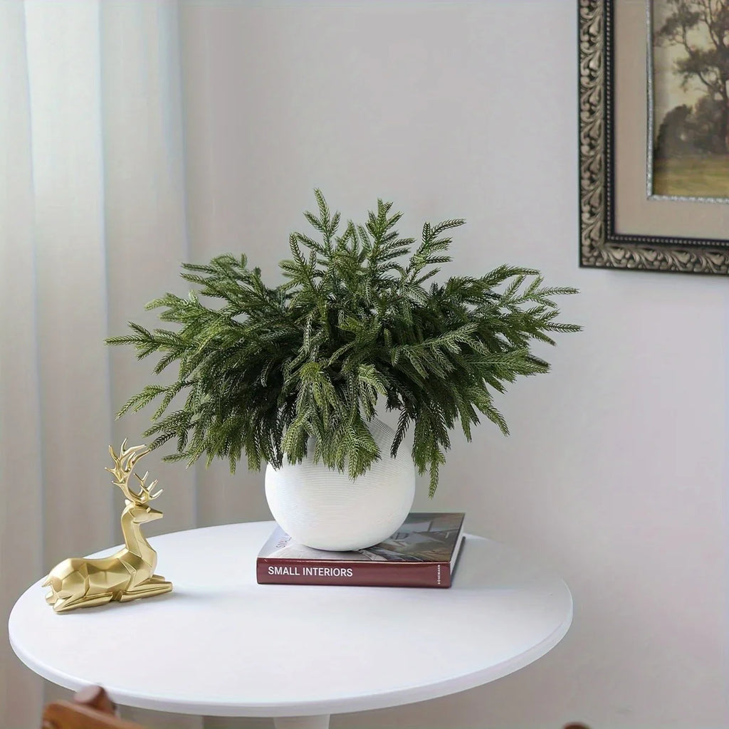 10pcs Real Touch Artificial Norfolk Pine Branches - UV-Resistant Fake Plants, 45.72cm Evergreen Stems for Christmas, Halloween, Wedding, Home Decor - No Maintenance Faux Greenery Garland, Centerpieces, Table, Mantle, Shelf De House Of Avana