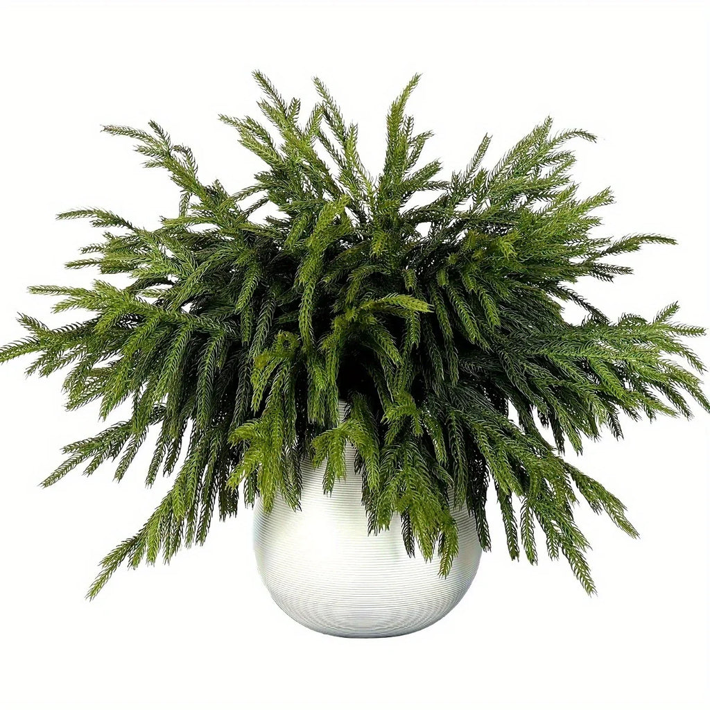 10pcs Real Touch Artificial Norfolk Pine Branches - UV-Resistant Fake Plants, 45.72cm Evergreen Stems for Christmas, Halloween, Wedding, Home Decor - No Maintenance Faux Greenery Garland, Centerpieces, Table, Mantle, Shelf De House Of Avana