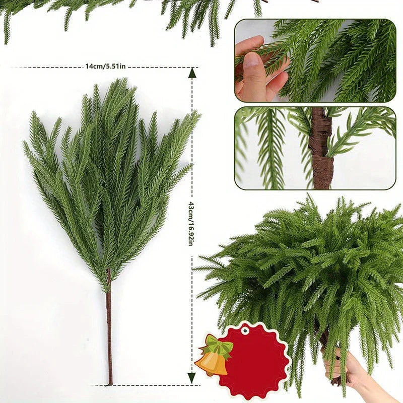10pcs Real Touch Artificial Norfolk Pine Branches - UV-Resistant Fake Plants, 45.72cm Evergreen Stems for Christmas, Halloween, Wedding, Home Decor - No Maintenance Faux Greenery Garland, Centerpieces, Table, Mantle, Shelf De House Of Avana