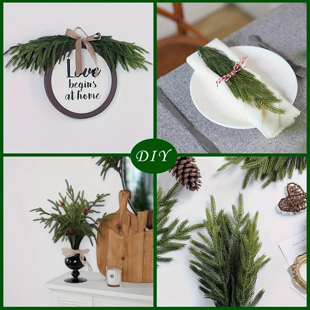 10pcs Real Touch Artificial Norfolk Pine Branches - UV-Resistant Fake Plants, 45.72cm Evergreen Stems for Christmas, Halloween, Wedding, Home Decor - No Maintenance Faux Greenery Garland, Centerpieces, Table, Mantle, Shelf De House Of Avana