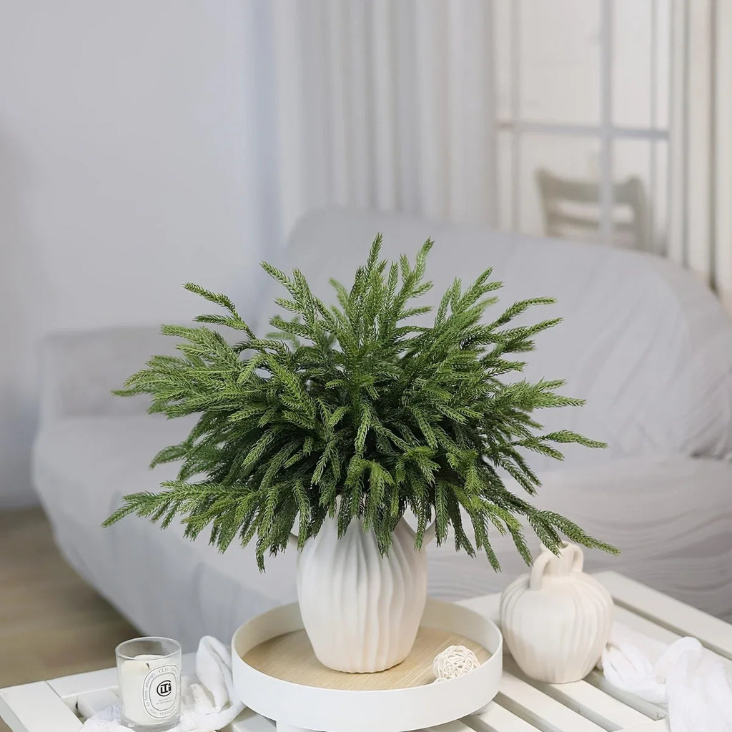 10pcs Real Touch Artificial Norfolk Pine Branches - UV-Resistant Fake Plants, 45.72cm Evergreen Stems for Christmas, Halloween, Wedding, Home Decor - No Maintenance Faux Greenery Garland, Centerpieces, Table, Mantle, Shelf De House Of Avana