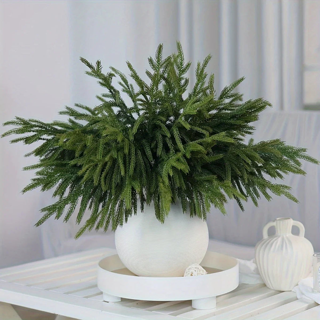 10pcs Real Touch Artificial Norfolk Pine Branches - UV-Resistant Fake Plants, 45.72cm Evergreen Stems for Christmas, Halloween, Wedding, Home Decor - No Maintenance Faux Greenery Garland, Centerpieces, Table, Mantle, Shelf De House Of Avana