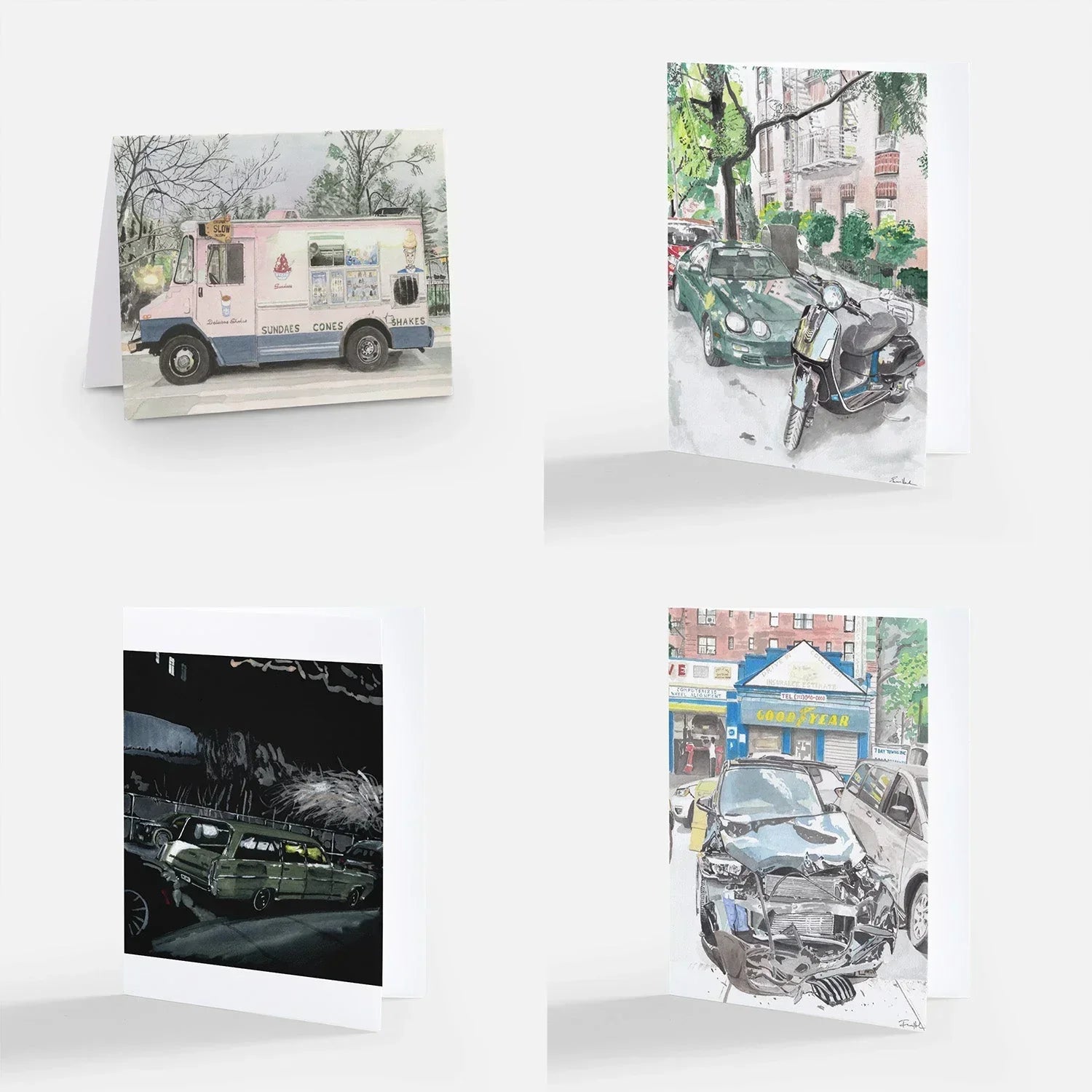 Notecards - Uptown Wheels (8-pack), side view - House Of Avana