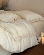 Accordion Pleated Lace Ruffled Bedding Set Ever Lasting