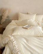 Accordion Pleated Lace Ruffled Bedding Set Ever Lasting