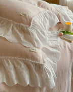 Macaroon French Lace Ruffled Bedding Set / Cream Ever Lasting