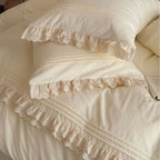 Accordion Pleated Lace Ruffled Bedding Set Ever Lasting