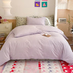 Chloe Pastel Candy Cotton Bedding Set / Purple Plaid Ever Lasting