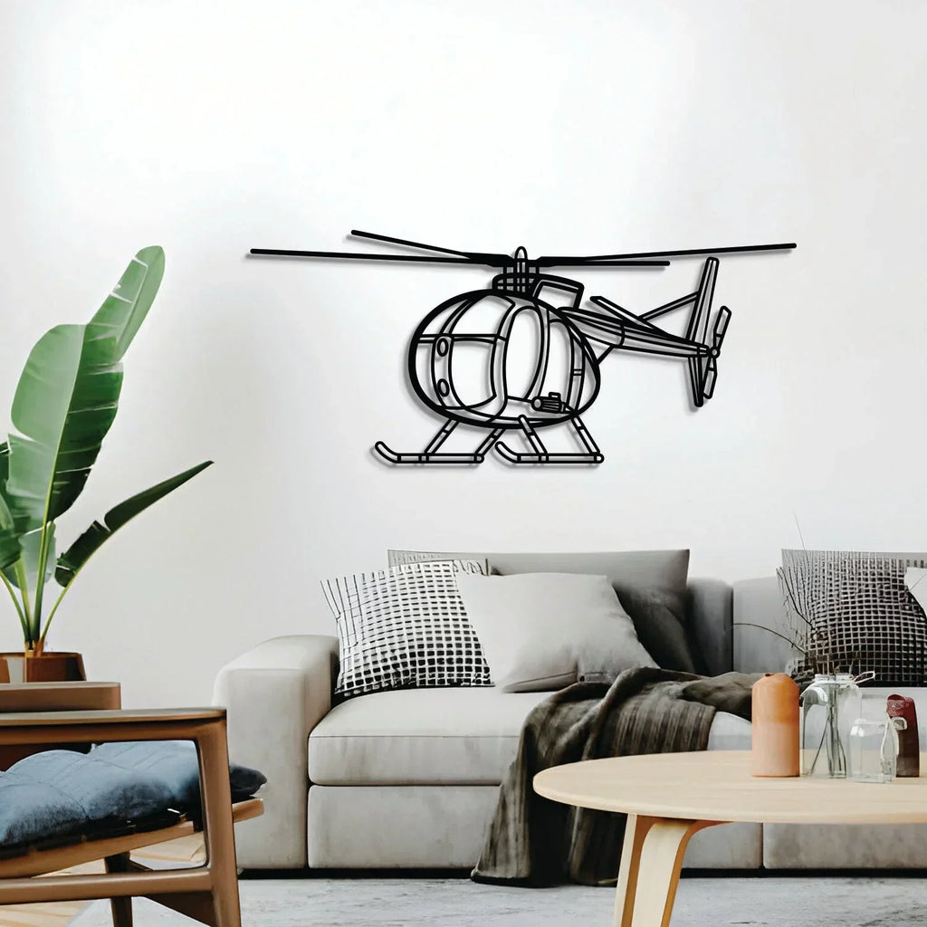 Oh-6 Cayuse Angle Metal Aircraft Wall Art - Ncp0589, back view - House Of Avana